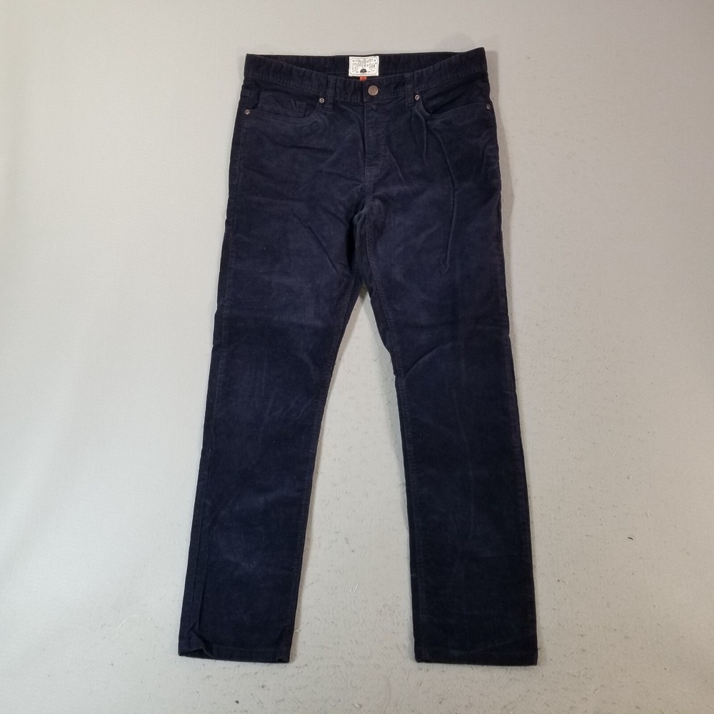 Copper Oak jeans men's 34x32 regular straight blue corduroy Flex stretch denim